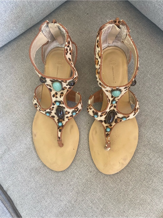 INC International Concepts Shoes - INC International Concepts Leopard-Print Sandals with Turquoise Accents